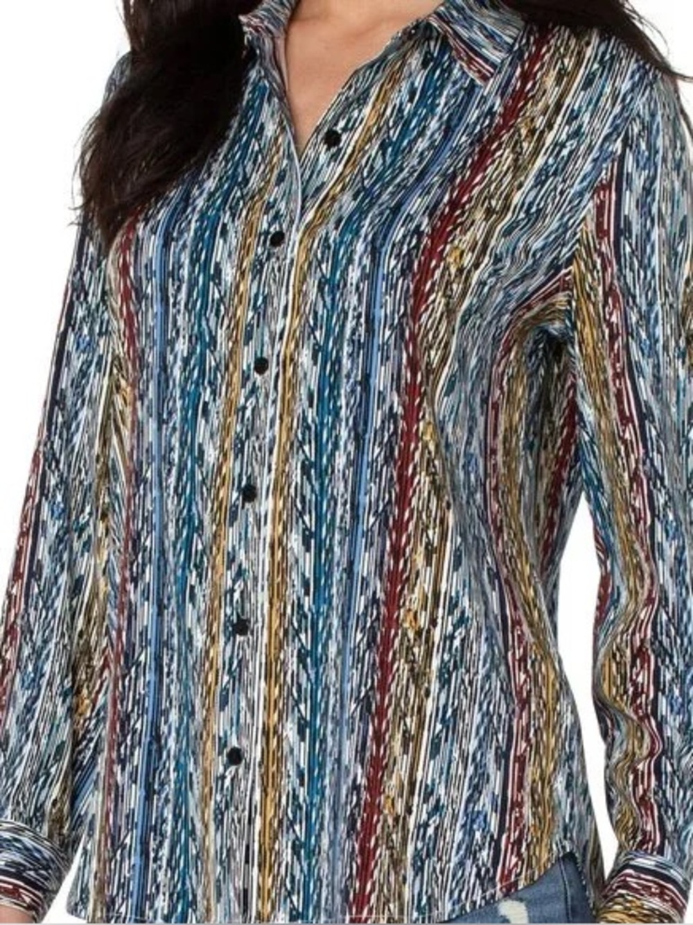 Liverpool Los Angeles Long Sleeve Button Front Shirt in the Arrow Ikat
